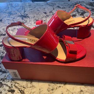 Beautiful Salvatore Ferragamo red patent sandals.